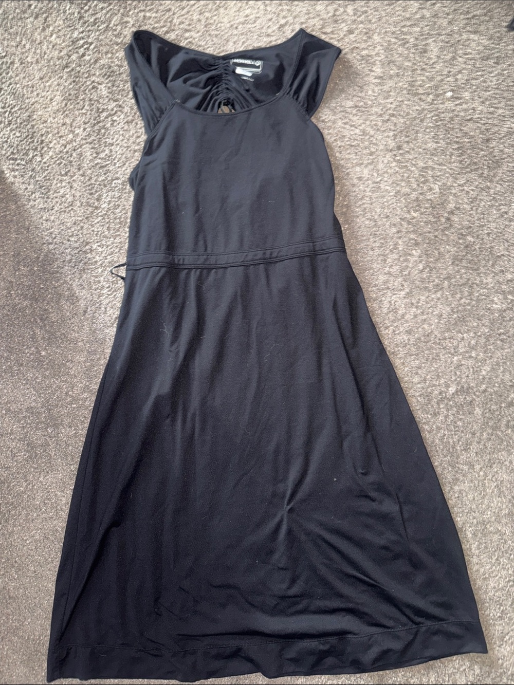 Merrell Black Sleeveless Midi Dress with Back Detail